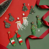 Christmas Tree Santa Cartoon Tassel Rice Bead Earrings