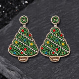 Christmas Tree Santa Cartoon Tassel Rice Bead Earrings