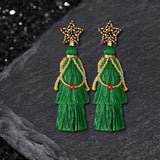 Christmas Tree Santa Cartoon Tassel Rice Bead Earrings
