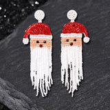 Christmas Tree Santa Cartoon Tassel Rice Bead Earrings
