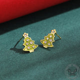 Christmas Tree Sterling Silver Stud Earrings | Gthic.com
