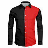 Classic Black and Red Colorblock Long Sleeve Shirt | Gthic.com