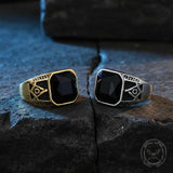 Classic Masonic Black Gem Stainless Steel Ring | Gthic.com