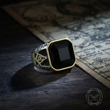 Classic Masonic Black Gem Stainless Steel Ring