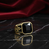 Classic Masonic Black Gem Stainless Steel Ring | Gthic.com