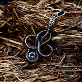 Coiled Snake Inlaid Zircon Stainless Steel Pendant | Gthic.com