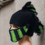 Gorro tipo gorro Mohawk de punto con bloques de color