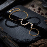 Colored CZ Stainless Steel Ring Attached Bracelet