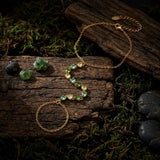 Colored CZ Stainless Steel Ring Attached Bracelet