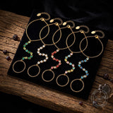 Colored CZ Stainless Steel Ring attached Bracelet | Gthic.com