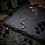 Colored CZ Stainless Steel Ring Attached Bracelet