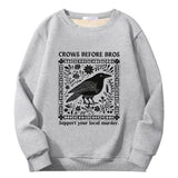 Multicolor Crows Before Bros Crew Collar Fleece Sherpa Sweatshirt