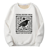 Multicolor Crows Before Bros Crew Collar Fleece Sherpa Sweatshirt