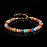Colorful Dopamine Frisbee Beaded Crystal Agate Bracelet | Gthic.com