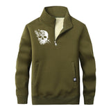 Multicolor Floral Skull Stand Collar Zip Fleece Sherpa Sweatshirt