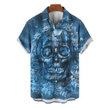 Colorful Skull Head Print Polyester Hawaiian Shirt | Gthic.com