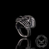 Cover Mouth Skull Sterling Silver Gothic Ring 03 | Gthic.com