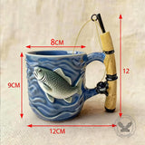 Creative Angler's Dream Fishing Rod And Fish Ceramic Mug