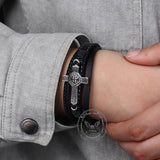 Creative Punk Cross Multi-Layer Braided Leather Bracelet