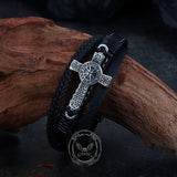 Creative Punk Cross Multi-Layer Braided Leather Bracelet