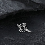 Cross Inlaid Black Stone Stainless Steel Earrings