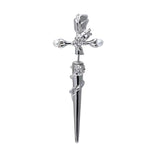 Cross Rose Copper Silver Plated Earrings | Gthic.com