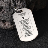 Cross Serenity Prayer Stainless Steel Military Tag Pendant