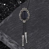 Crown Gemstone Braided Leather Bolo Tie | Gthic.com