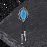 Crown Gemstone Braided Leather Bolo Tie | Gthic.com