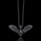 Crowned Skeleton Wings Sterling Silver Pendant | Gthic.com