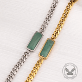 Cuban Link Aventurine Stainless Steel Necklace