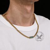 Cuban Link Aventurine Stainless Steel Necklace