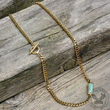 Cuban Link Aventurine Stainless Steel Necklace