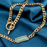Cuban Link Aventurine Stainless Steel Necklace | Gthic.com