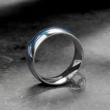 Curved Blue Triple Groove Titanium Ring