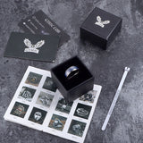 Curved Blue Triple Groove Titanium Ring