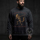 Dabbing Delight Raccoon Skull Vintage Washed Sweatshirt | Gthic.com