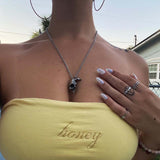 Damaged Half Face Skull Necklace | Gthic.com