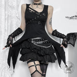 Dark-Style Irregular Gothic Fitted Vest Top