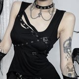 Dark-Style Irregular Gothic Fitted Vest Top | Gthic.com