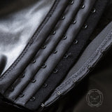 Dark-Style Lace-Up Waist-Cinching Lace PU Leather Corset
