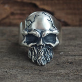 Dark Crack Sterling Silver Skull Ring | Gthic.com