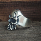 Dark Crack Sterling Silver Skull Ring