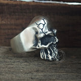 Dark Crack Sterling Silver Skull Ring