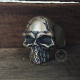 Dark Crack Sterling Silver Skull Ring | Gthic.com