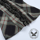 Dark Cross Design Check Zip-Up Short Sleeve Shirt