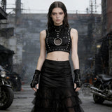 Dark Gothic Cross-Studded Half-Finger Sleeve Gloves | Gthic.com