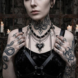 Dark Gothic Cross Heart Tassel Alloy Choker Necklace | Gthic.com