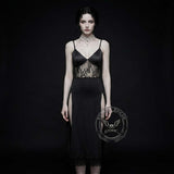 Dark Gothic V-Neck Lace Slit Camisole Dress | Gthic.com