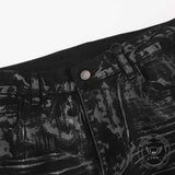 Dark High-Street Graffiti Pattern Flared Jeans
